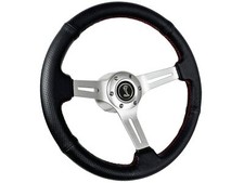 1979-82 Ford Mustang Fox 6-bolt Black Leather Red Stitch Steering Wheel Kit 1979-82 Ford Mustang Fox 6-bolt Black Leather Red Stitch Steering Wheel Kit