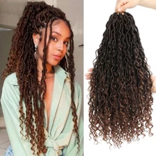 18 inch Goddess Locs Crochet Weaving Hair Extensions Curly Braids Easy Install