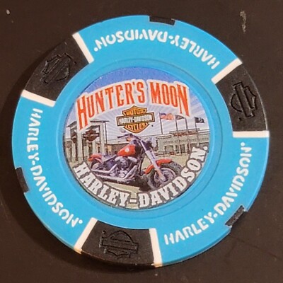 HUNTER'S MOON HD ~ INDIANA (Biker Blue Full Color design #1) Harley Poker Chip