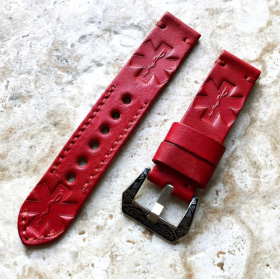 EMS Doc Medic Embossed Handmade Band Strap for Google Pixel Watch 4 3 45mm -A22
