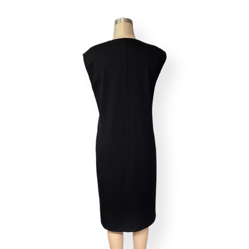 Eileen Fisher Dress XS Black Shift Flex Tencel Ponte V-Neck Double-Knit USA - Picture 6 of 11