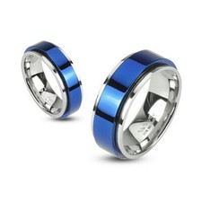 Herren Damen Edelstahl Ring Drehring Spinner Spinning Schwarz Gold Blau IP