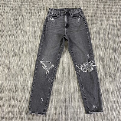 American Eagle Highest Rise Mom Jean Pants Distressed Black