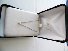 16'' - 14 K SOLID WHITE GOLD NECKLACE WITH GENUINE .14ct DIAMOND PENDANT