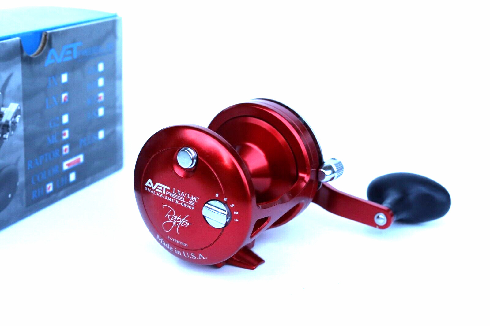 Avet LX6/3 MC Raptor Two-Speed Lever Drag Reel RAPTOR - Right Hand - RED