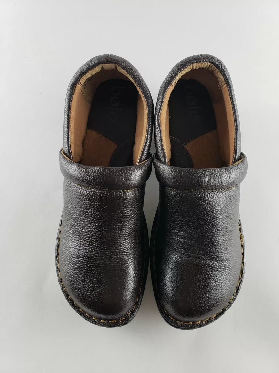 Bolo Born Women s Size 7.5 38.5 Brown Leather Slip On Clog Shoes