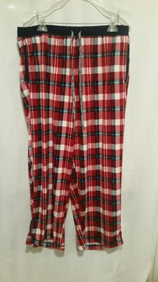 Nautica Women's Plaid Velour Pajama Bottom Red White Blue Lounge