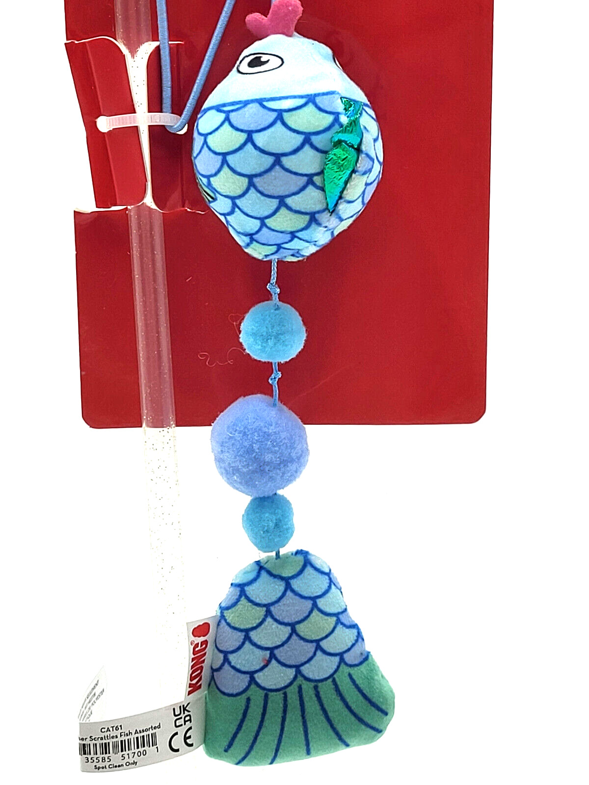 KONG Teaser Scrattles Fish Wand Interactive Catnip Cat Toy