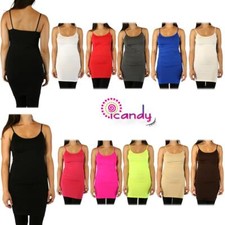 Cami Mini Extra Long Tank Seamless Stretch Spaghetti Strap Layering Basic