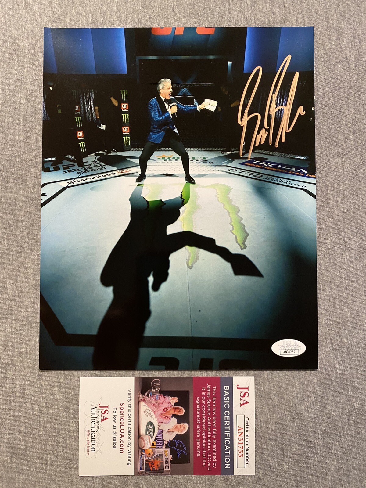 A7 JAPAN BAR GRIP Tシャツ -風神雷神- MEN'S Mサイズ UFC ANNOUNCER- BRUCE BUFFER AUTOGRAPH 8x10 PHOTO JSA AN31755