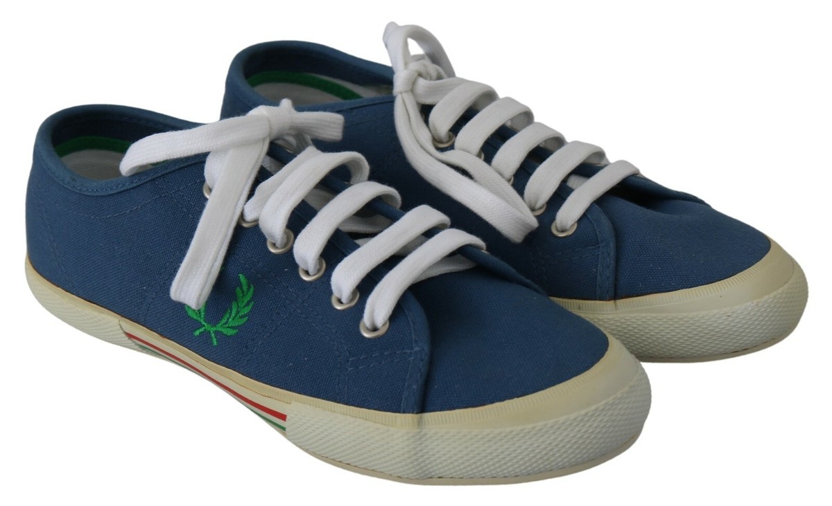 FRED PERRY Shoes Blue Vintage Tennis Canvas Lace-up Sneakers