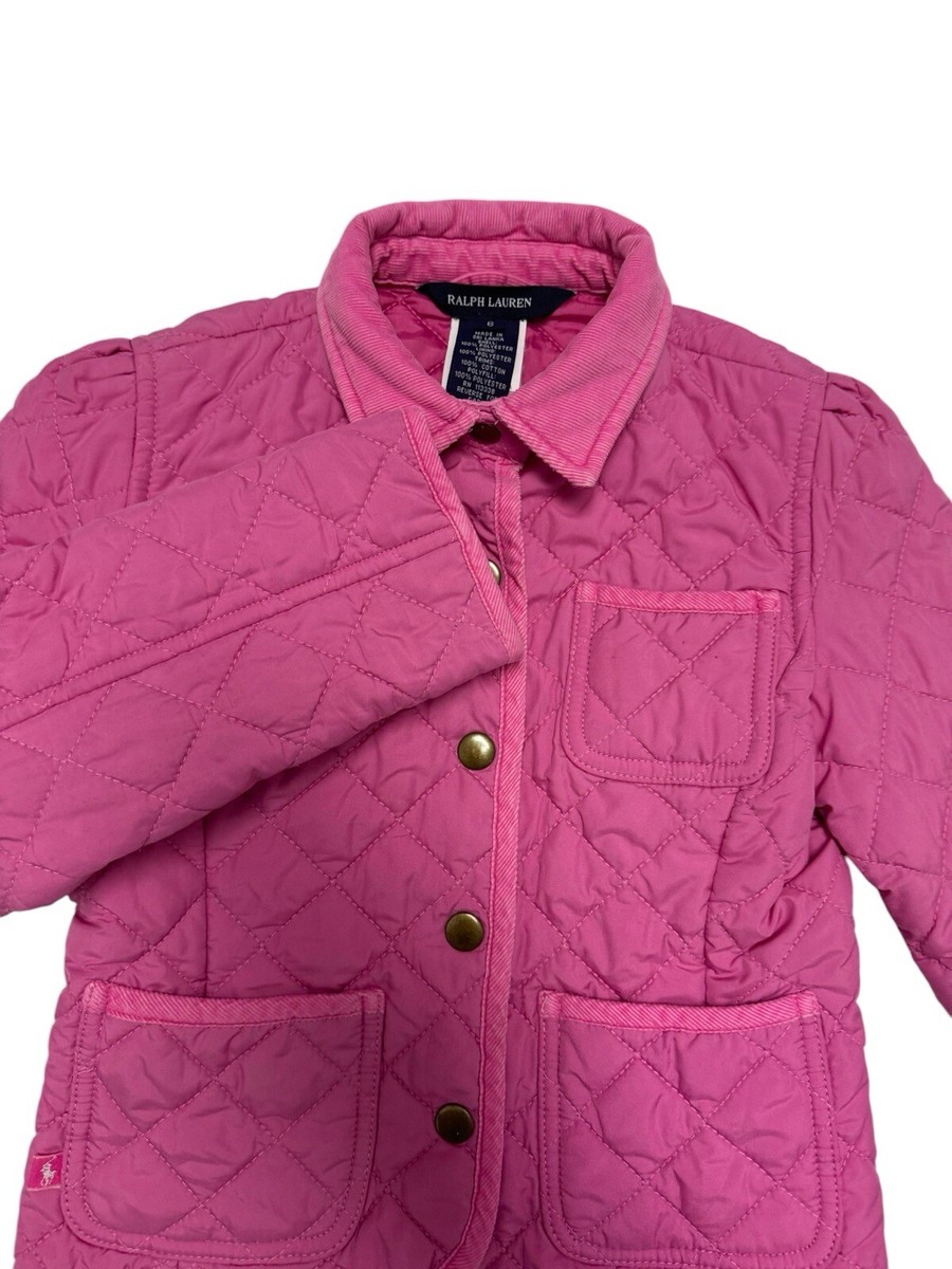  パープル ジップアップジャケット Vintage Ralph Lauren Girls quilted jacket pink with pockets snaps