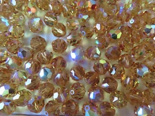 24 swarovski vintage (retired) crystal beads,8mm light topaz AB #39(5300)