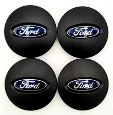 OEM Ford Oval 2.5" Matte Black Center Cap - SET OF 4 - CL3J-1A096-AA