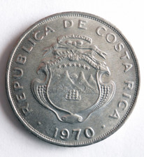 1970 COSTA RICA 50 CENTIMOS - Excellent Coin - FREE SHIP - Bin #344