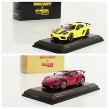 MINICHAMPS x Tarmac Works 1:64 Cayman GT4 RS Yellow /red limited1200 Diecast Car