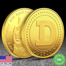 2 Pcs Dogecoin Coins Commemorative Physical Crypto Gold Doge coins Collection