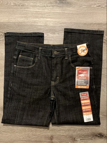 Wrangler Boys Denim Black 4-Way Flex Slim Straight Comfort Jeans Size 12 Husky - Picture 2 of 12