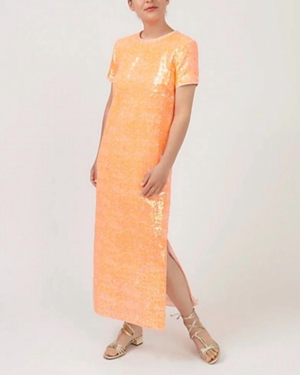 open lace back dress Mermaid V Neck Glitter Slit Orange Split Prom Formal Dress TP1207 US14 / Custom Color main image 0