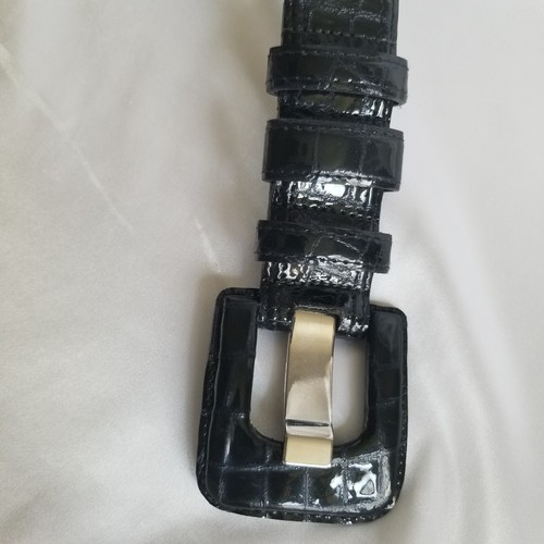 Vintage Carlisle Belt Black Size XS 1.5" Wide Leather Croc Pattern USA made - Picture 3 of 10