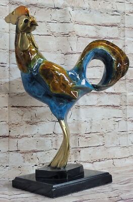 a Picasso Tribute Hand Made Rooster Bird Genuine Bronze Sculpture Figurine
