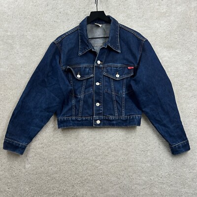 C'est Toi Jean Jacket Womens Size Medium Blue Denim Biker Trucker Made USA