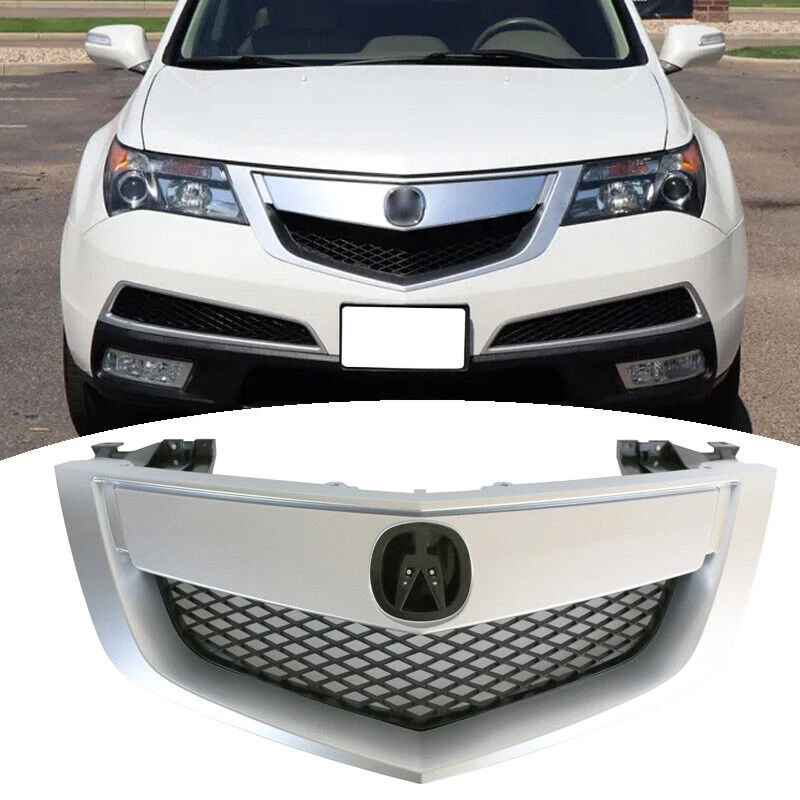 Parrilla de parachoques delantero con moldura plateada para Acura MDX 2010-2013 Foto 3 de 4
