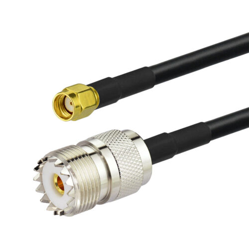 RP-SMA MALE to PL-259 SO-239 Female Jack adapter jumper pigtail Cable RG58 20" - Afbeelding 1 van 3