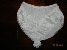 VTG Satin Hi-Leg Flutter Panty White Floral Lace Tap Panty Ashley Taylor M