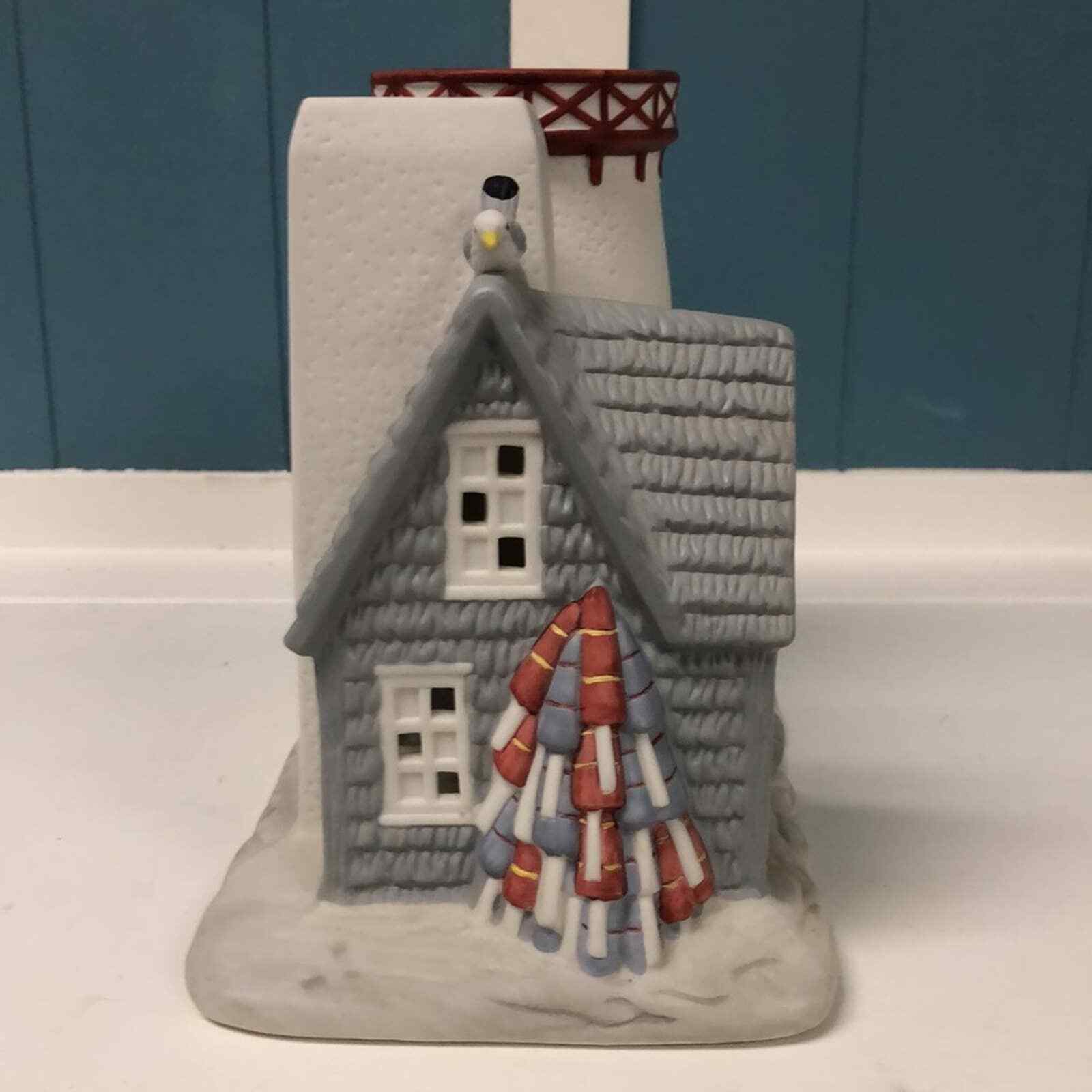 Stoney Harbor Lighthouse Partylite Tea Light Candle Holder Ceramic 8.5