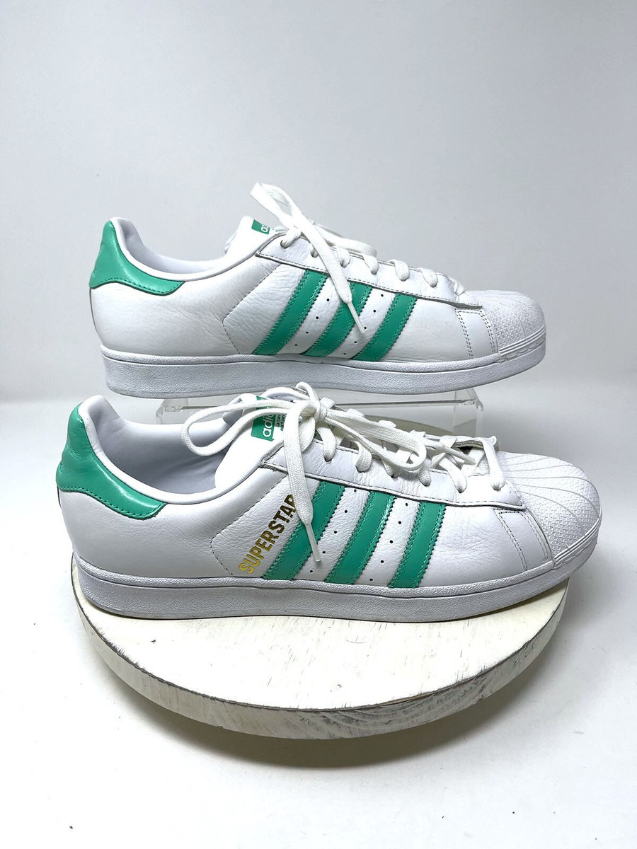 Adidas Size Mens Womens SUPERSTAR White Mint Green Sneakers  Trainers