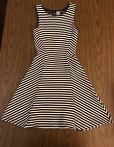 h&m navy and white striped dress