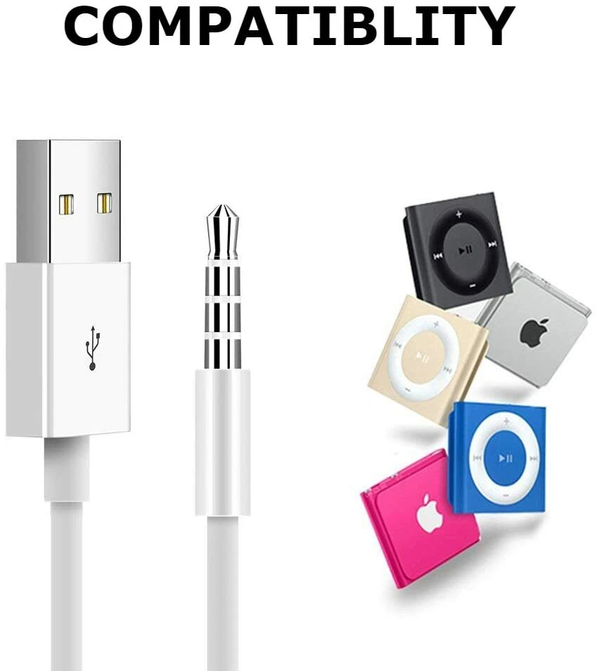 USB Charger Data SYNC Cable for Apple iPod Shuffle 3rd 4th 5th 6th 7th Gen 3.5mm - Image 4 of 4