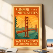 Golden Gate Bridge Poster - Art Deco San Francisco Wall Art Print