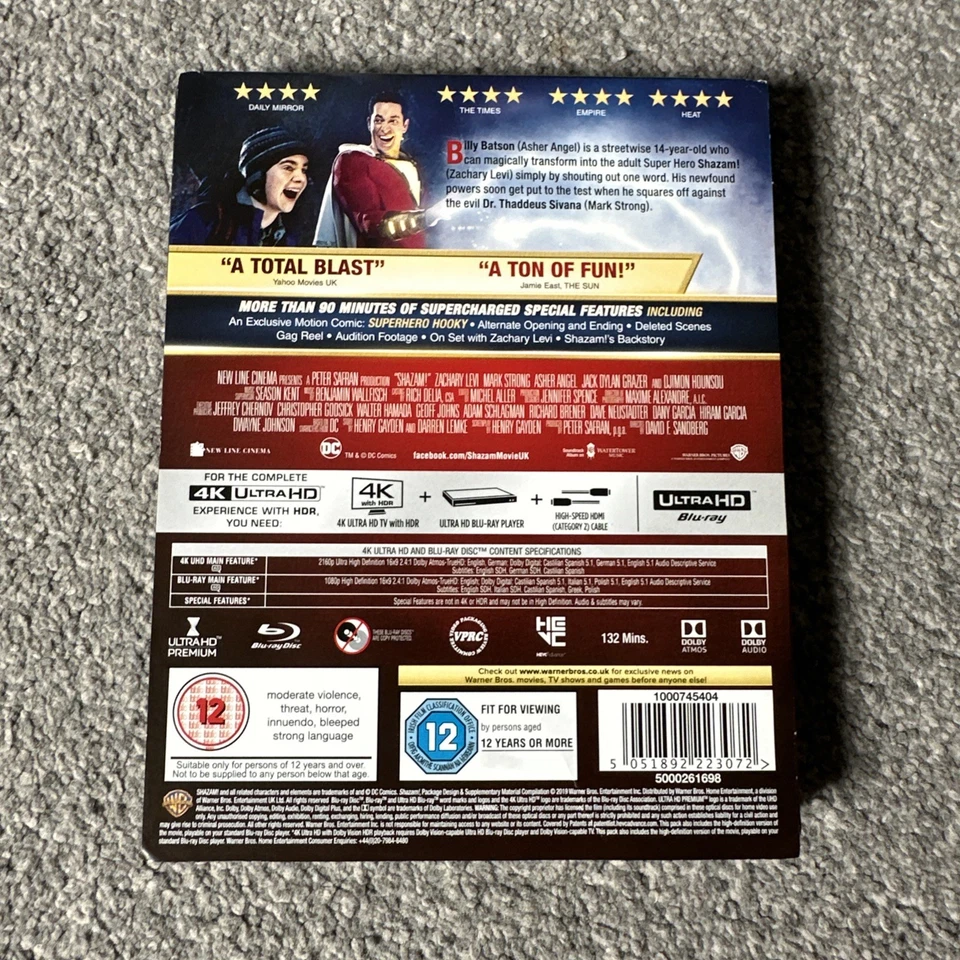 Shazam! (4K Ultra HD + Blu-ray Limited Edition Steelbook) Opened but with J card - Image 2 of 4