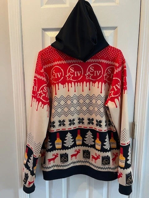 Maker's Mark Multi Colored Hoodie Size Large UGLY Sweater/ bar clothes - Image 4 of 4