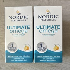 2 Pack of Nordic Naturals Ultimate Omega 1280mg Lemon 240 total EXP 2028 
