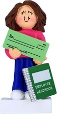 First/New Job Female Brown Personalized Christmas Ornament