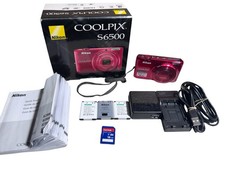 Nikon COOLPIX S6500 Red Compact Digital Camera 12x Zoom 16MP W/EXTRAS REPAIR 