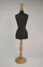 Mini Dress Form Mannequin – Wooden Base & Canvas Torso for Display, Black