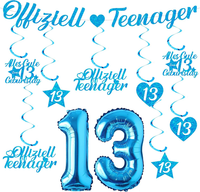 Deko 13. Geburtstag Junge Blau - 13 Geburtstagsdeko Luftballons Offiziell Teenag