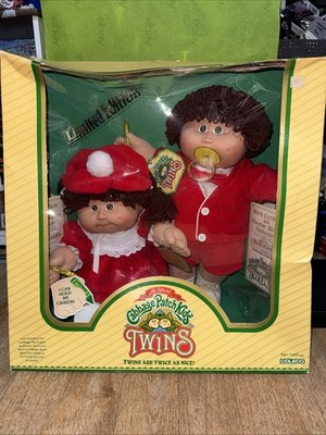 1984 Cabbage Patch Kids Brown Hair Boy Girl Twin Shelly Halona New