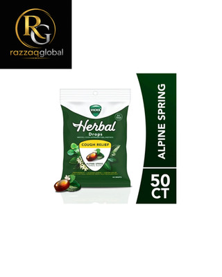 Vicks Herbal Cough Drops Alpine Spring Cough & Sore Throat Relief 50 Ct