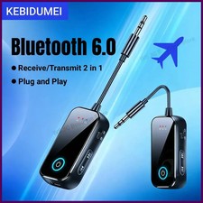 Bluetooth 6.0 AUX Audio Transmitter Receiver 2 in 1 3.5MM Mic Car TV PC