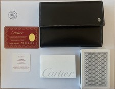 vip cartier leather playing card case 2 set w/ box sealed cards auth card luxury