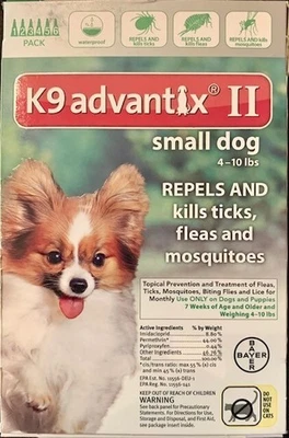 K9 Advantix II Dogs 4-10 lb 6 Pack (6 Month Supply) | Kill Fleas,Ticks,Mosquitos