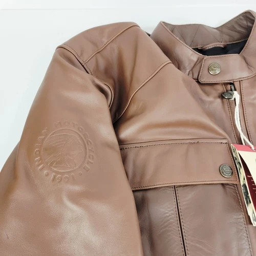 Indian Motorcycle Getaway Leather Jacket Brown Cowhide Riding Jacket OEM image 5