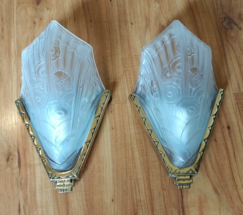 french 1930 art deco wall sconces by Jean Gauthier