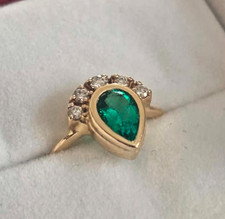 Genuine emerald ring 14k gold, size 5
