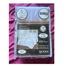 Ultra Plush Organic Bamboo Queen Sheet Set 6pcs 2500 Series Ultra Plush White